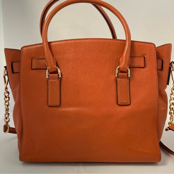 Michael Kors Poppy Orange Leather Hamilton Satchel  with matching wallet - Picture 3 of 16